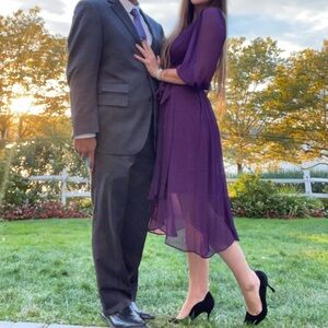 DKNY Deep Purple V-Neck Dress